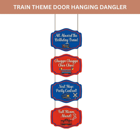 Train Door/Wall Hanging Dangler- (42 Inches/250 GSM Cardstock/Red & Blue/6Pcs)