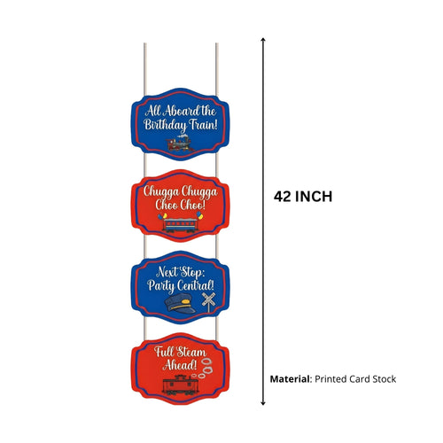 Load image into Gallery viewer, Train Door/Wall Hanging Dangler- (42 Inches/250 GSM Cardstock/Red &amp; Blue/6Pcs)
