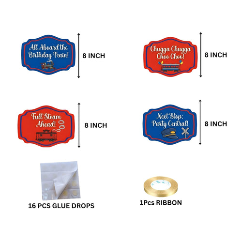 Load image into Gallery viewer, Train Door/Wall Hanging Dangler- (42 Inches/250 GSM Cardstock/Red &amp; Blue/6Pcs)
