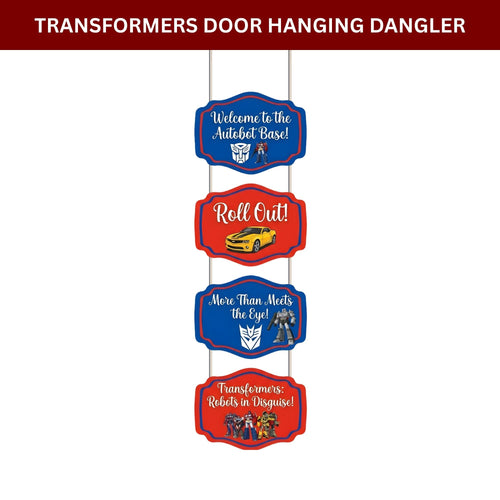 Load image into Gallery viewer, Transformers Door/Wall Hanging Dangler- (42 Inches/250 GSM Cardstock/Red &amp; Blue/6Pcs)
