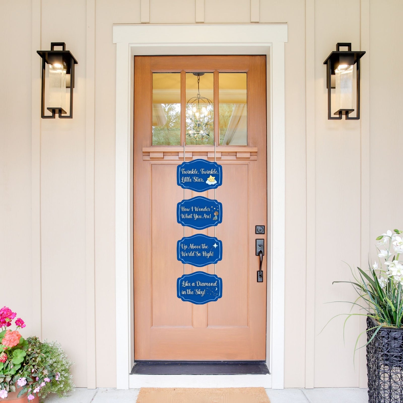 Twinkle,twinkle,littlestar Door/Wall Hanging Dangler- (42 Inches/250 GSM Cardstock/White & Blue/6Pcs)