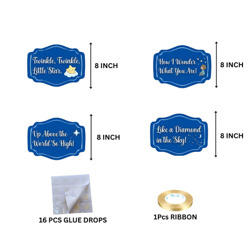 Load image into Gallery viewer, Twinkle,twinkle,littlestar Door/Wall Hanging Dangler- (42 Inches/250 GSM Cardstock/White &amp; Blue/6Pcs)
