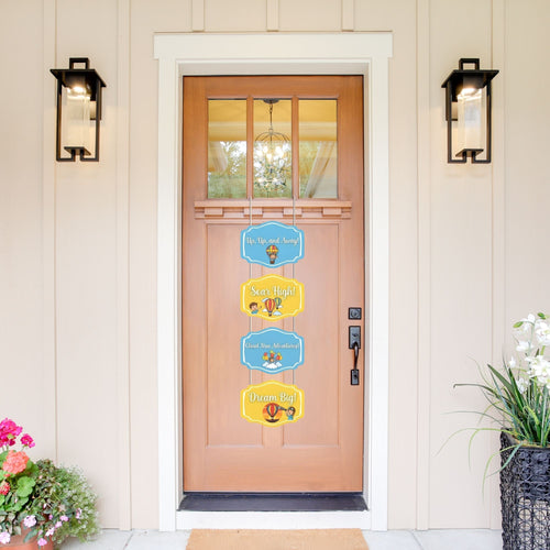 Load image into Gallery viewer, UP UP &amp; Away Door/Wall Hanging Dangler- (42 Inches/250 GSM Cardstock/Yellow &amp; Blue/6Pcs)
