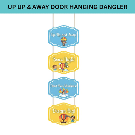 UP UP & Away Door/Wall Hanging Dangler- (42 Inches/250 GSM Cardstock/Yellow & Blue/6Pcs)