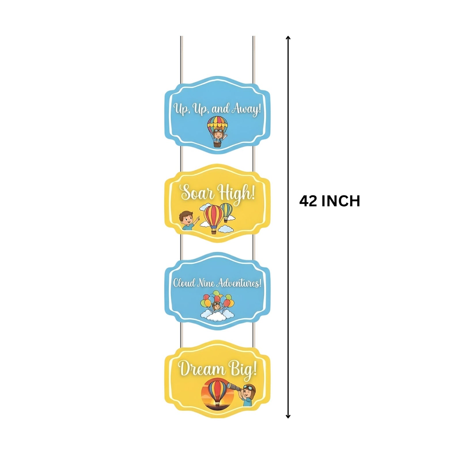 UP UP & Away Door/Wall Hanging Dangler- (42 Inches/250 GSM Cardstock/Yellow & Blue/6Pcs)