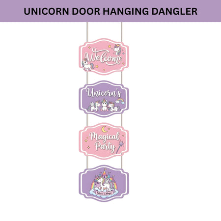 Unicorn Door/Wall Hanging Dangler- (42 Inches/250 GSM Cardstock/Pink & Purple/6Pcs)