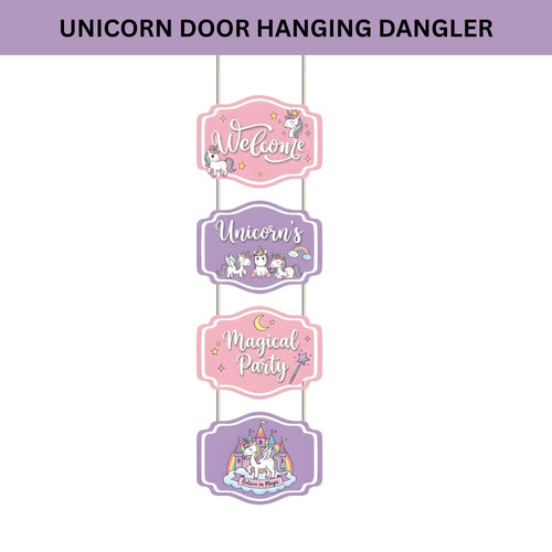 Load image into Gallery viewer, Unicorn Door/Wall Hanging Dangler- (42 Inches/250 GSM Cardstock/Pink &amp; Purple/6Pcs)
