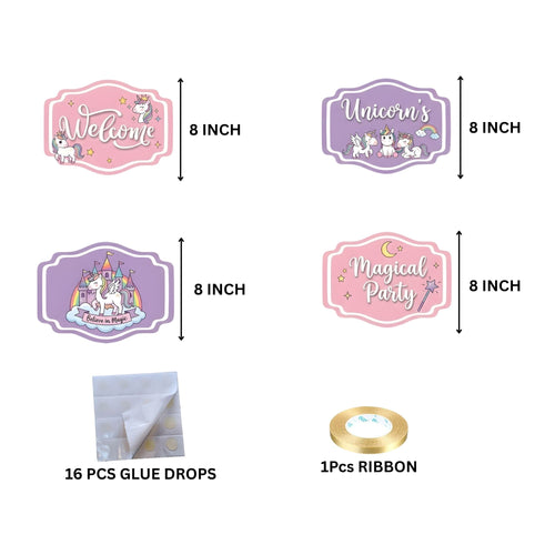 Load image into Gallery viewer, Unicorn Door/Wall Hanging Dangler- (42 Inches/250 GSM Cardstock/Pink &amp; Purple/6Pcs)
