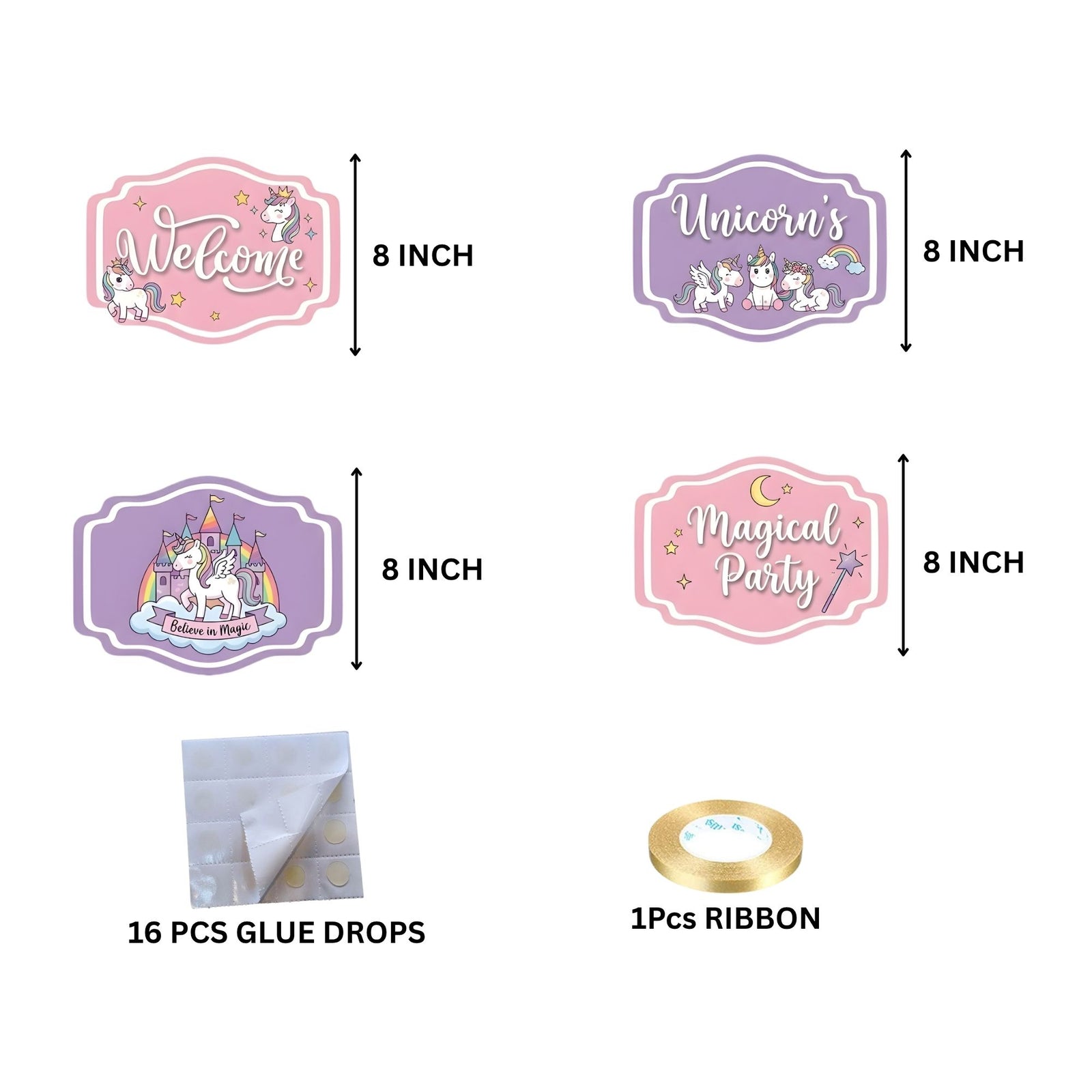 Unicorn Door/Wall Hanging Dangler- (42 Inches/250 GSM Cardstock/Pink & Purple/6Pcs)