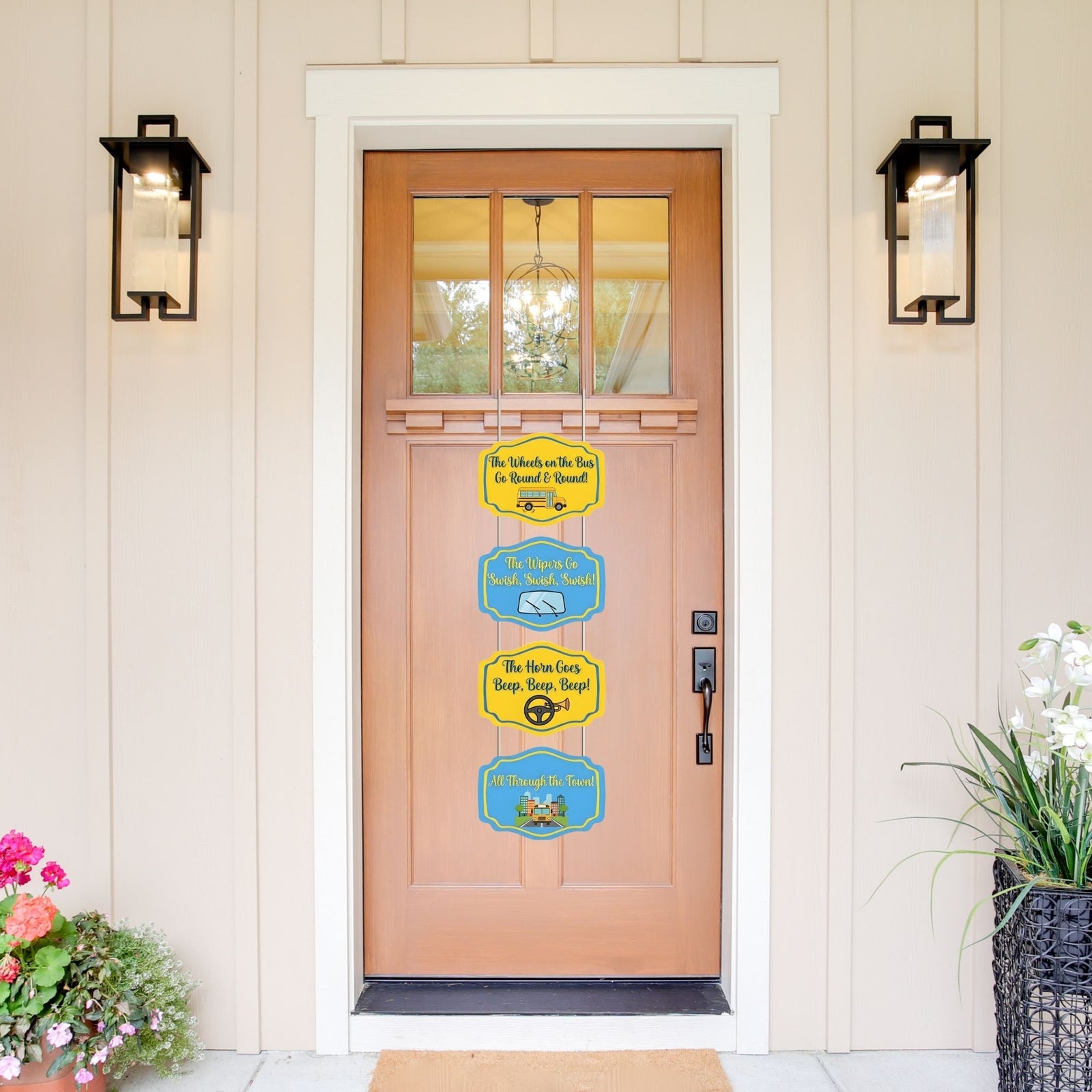 Wheel On The Bus Door/Wall Hanging Dangler- (42 Inches/250 GSM Cardstock/Yellow & Blue/6Pcs)