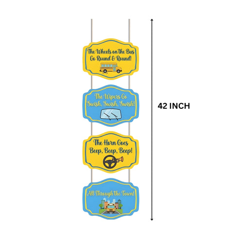 Load image into Gallery viewer, Wheel On The Bus Door/Wall Hanging Dangler- (42 Inches/250 GSM Cardstock/Yellow &amp; Blue/6Pcs)
