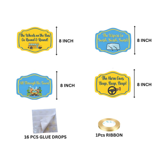 Load image into Gallery viewer, Wheel On The Bus Door/Wall Hanging Dangler- (42 Inches/250 GSM Cardstock/Yellow &amp; Blue/6Pcs)
