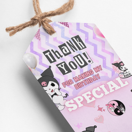 Kuromi Theme Thank You Cards & Return Gift Tags - 30Pcs, 2x3.5, 250 GSM Cardstock, Green & Black (Kuromi)