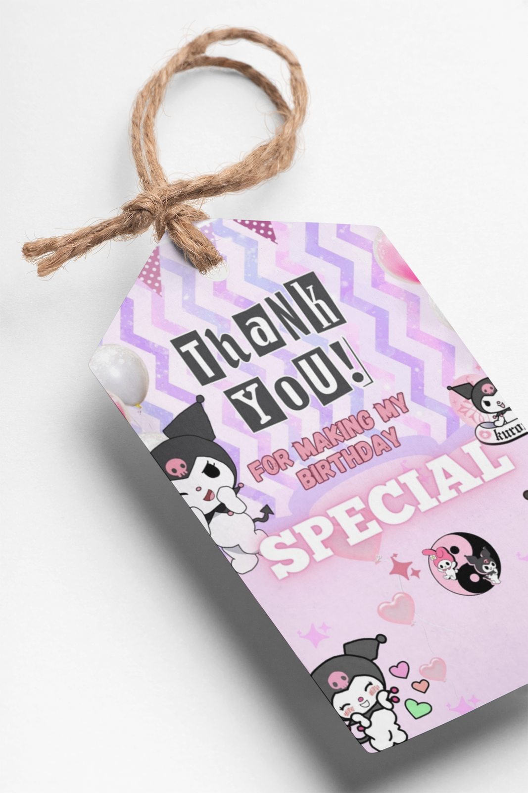 Kuromi Theme Thank You Cards & Return Gift Tags - 30Pcs, 2x3.5, 250 GSM Cardstock, Green & Black (Kuromi)