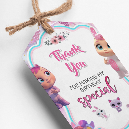 Cry Babies Theme Thank You Cards & Return Gift Tags - 30Pcs, 2x3.5, 250 GSM Cardstock, Green & Black (Cry Babies)