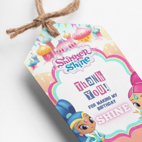 Load image into Gallery viewer, Shimmer &amp; Shine Theme Thank You Cards &amp; Return Gift Tags - 30Pcs, 2x3.5, 250 GSM Cardstock, Green &amp; Black (Shimmer &amp; Shine)
