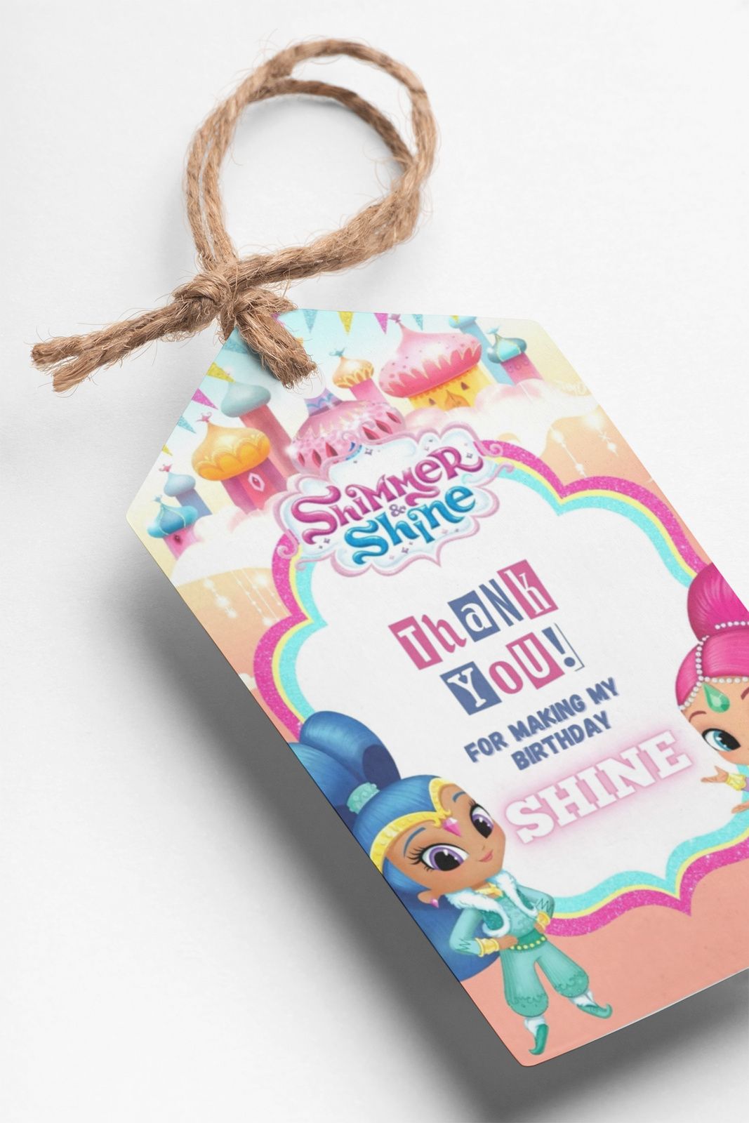 Shimmer & Shine Theme Thank You Cards & Return Gift Tags - 30Pcs, 2x3.5, 250 GSM Cardstock, Green & Black (Shimmer & Shine)