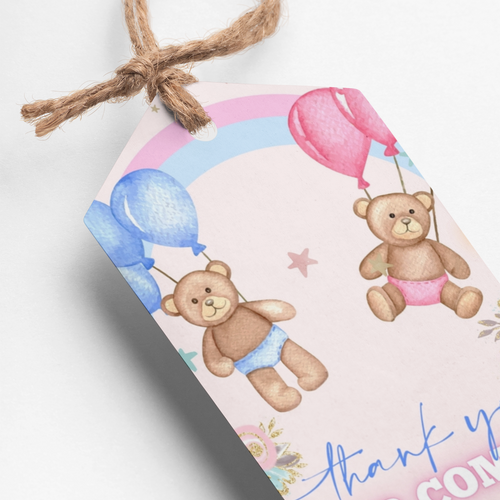 Load image into Gallery viewer, PartyDecor Mall Baby Shower Theme Thank You Cards &amp; Return Gift Tags - 30Pcs, 2x3.5, 250 GSM Cardstock, Green &amp; Black (Baby Shower 2)
