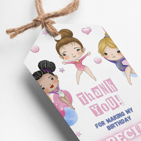 Gymnastics Theme Thank You Cards & Return Gift Tags - 30Pcs, 2x3.5, 250 GSM Cardstock, Green & Black (Gymnastics)