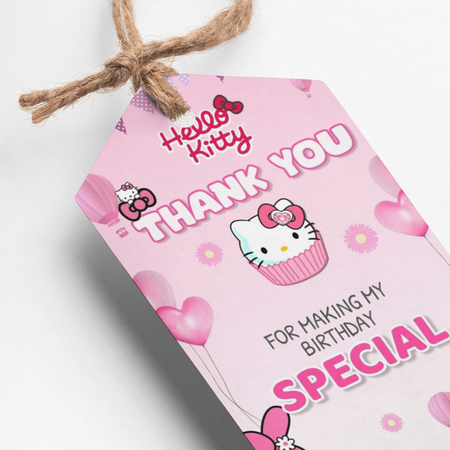 Hello Kitty Theme Thank You Cards & Return Gift Tags - 30Pcs, 2x3.5, 250 GSM Cardstock, Green & Black (Hello Kitty)