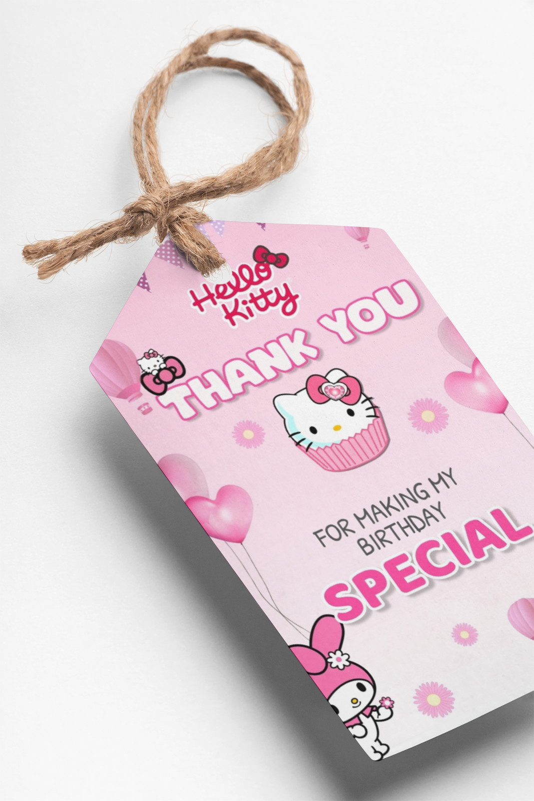Hello Kitty Theme Thank You Cards & Return Gift Tags - 30Pcs, 2x3.5, 250 GSM Cardstock, Green & Black (Hello Kitty)