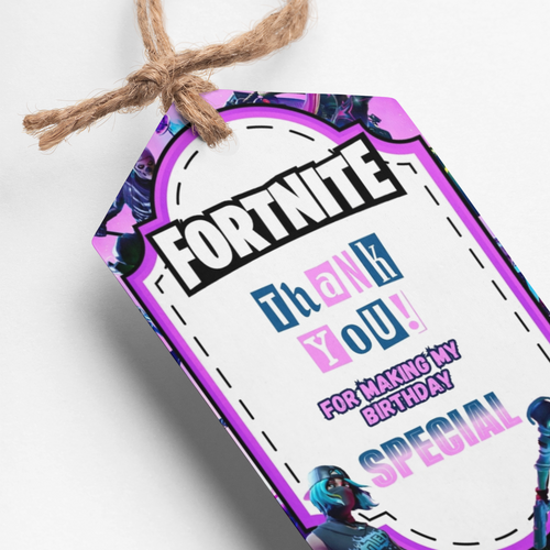 Load image into Gallery viewer, Fortnite Theme Thank You Cards &amp; Return Gift Tags - 30Pcs, 2x3.5, 250 GSM Cardstock, Green &amp; Black (Fortnite)
