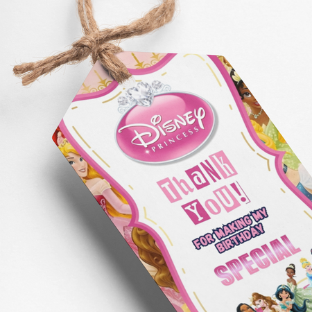 Princess Disney Theme Thank You Cards & Return Gift Tags - 30Pcs, 2x3.5, 250 GSM Cardstock, Green & Black (Princess Disney)