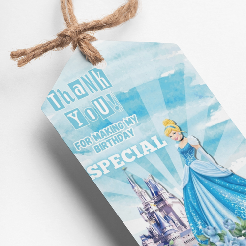 Load image into Gallery viewer, Frozen Princess Theme Thank You Cards &amp; Return Gift Tags - 30Pcs, 2x3.5, 250 GSM Cardstock, Blue (Frozen)
