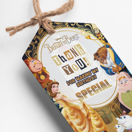 Beauty & The Beast Theme Thank You Cards & Return Gift Tags - 30Pcs, 2x3.5, 250 GSM Cardstock, Green & Black (Beauty & The Beast)