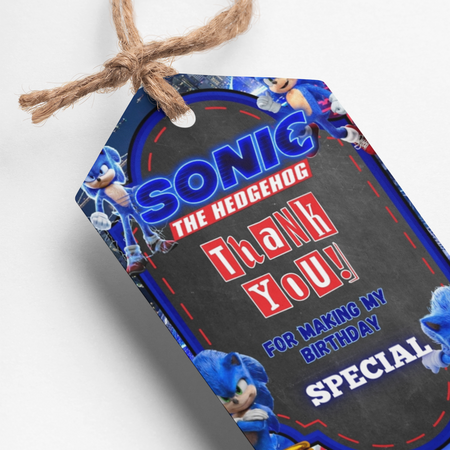 Sonic Theme Thank You Cards & Return Gift Tags - 30Pcs, 2x3.5, 250 GSM Cardstock, Green & Black (Sonic)