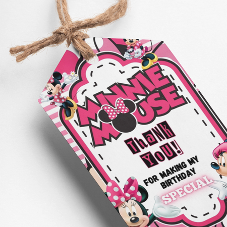 Minnie Mouse Theme Thank You Cards & Return Gift Tags - 30Pcs, 2x3.5, 250 GSM Cardstock, Green & Black (Minnie Mouse)