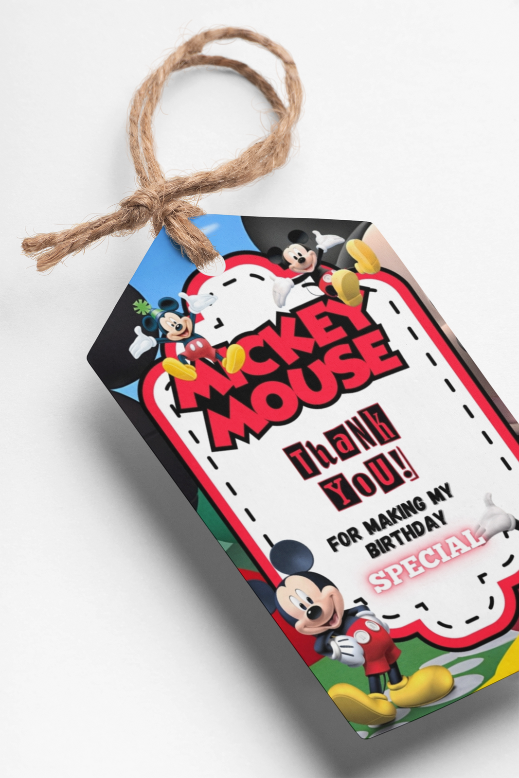 Mickey Mouse Theme Thank You Cards & Return Gift Tags - 30Pcs, 2x3.5, 250 GSM Cardstock, Green & Black (Mickey Mouse)