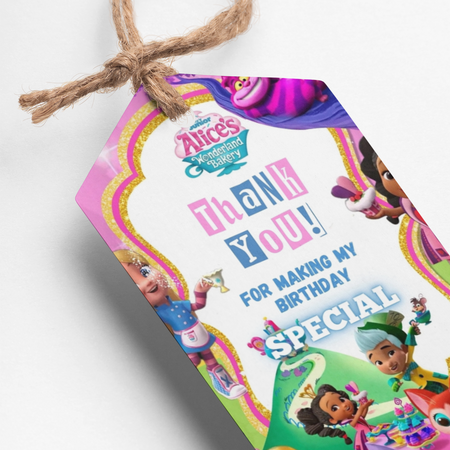 PartyDecor Mall Alice in Wonderland Theme Thank You Cards & Return Gift Tags - 30Pcs, 2x3.5, 250 GSM Cardstock, Green & Black (Alice in Wonderland)