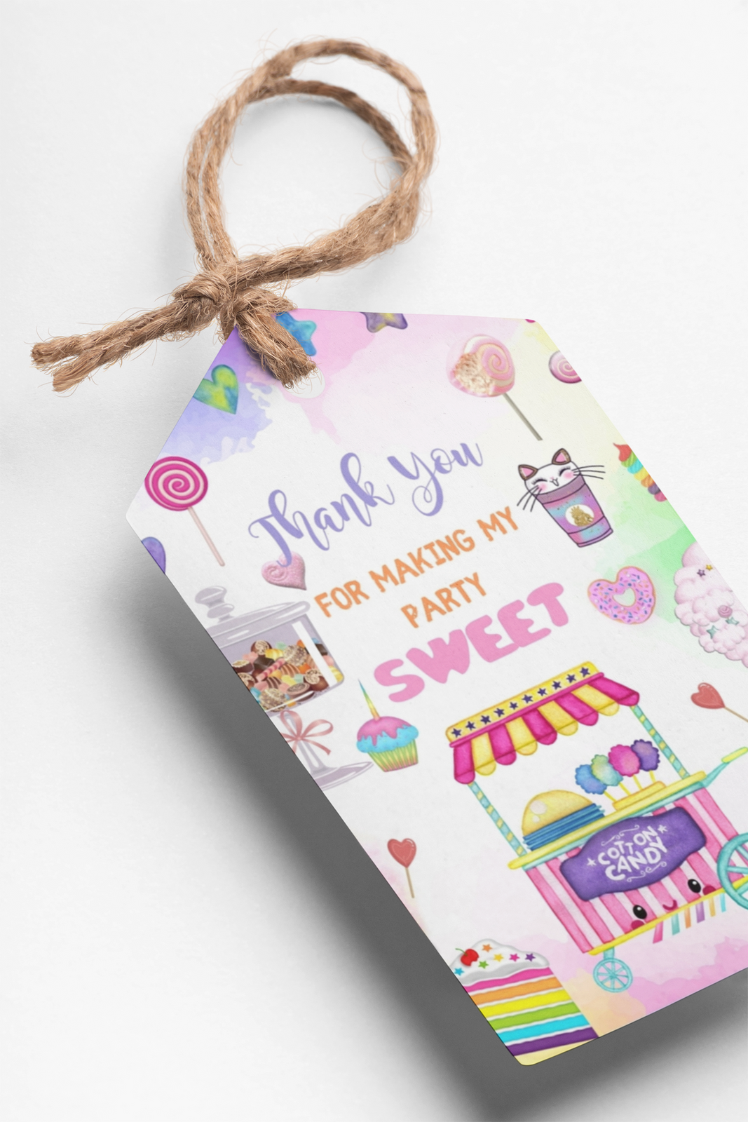 Candy Shop Theme Thank You Cards & Return Gift Tags - 30Pcs, 2x3.5, 250 GSM Cardstock, Green & Black (Candy Shop)