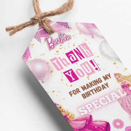 Barbie Theme Thank You Cards & Return Gift Tags - 30Pcs, 2x3.5, 250 GSM Cardstock, Green & Black (Barbie)