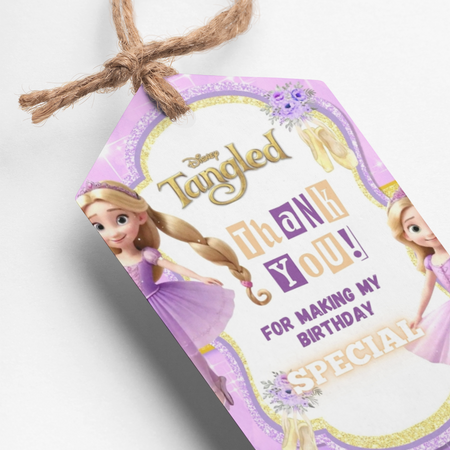 Tangled Theme Thank You Cards & Return Gift Tags - 30Pcs, 2x3.5, 250 GSM Cardstock, Green & Black (Tangled)