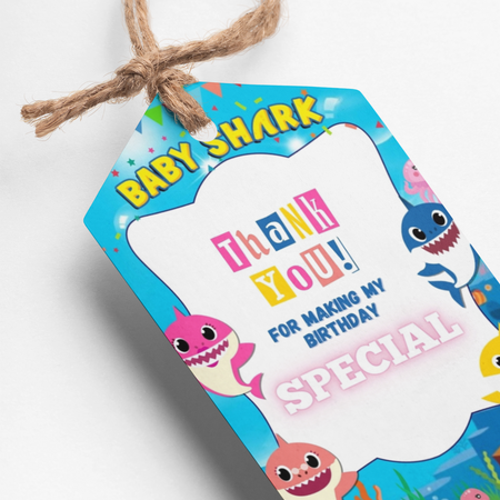 Baby Shark Theme Thank You Cards & Return Gift Tags - 30Pcs, 2x3.5, 250 GSM Cardstock, Green & Black (Baby Shark)