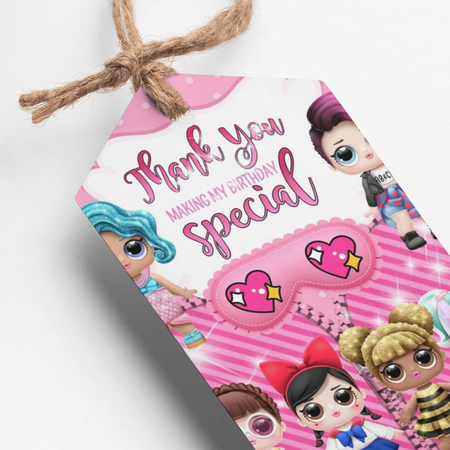Lol Doll Theme Thank You Cards & Return Gift Tags - 30Pcs, 2x3.5, 250 GSM Cardstock, Green & Black (Lol Doll)