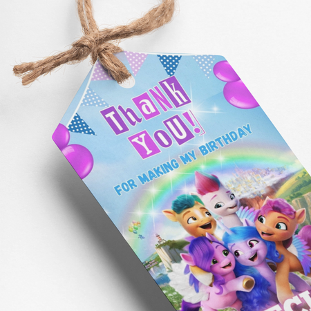 Little Pony Theme Thank You Cards & Return Gift Tags - 30Pcs, 2x3.5, 250 GSM Cardstock, Green & Black (Little Pony)