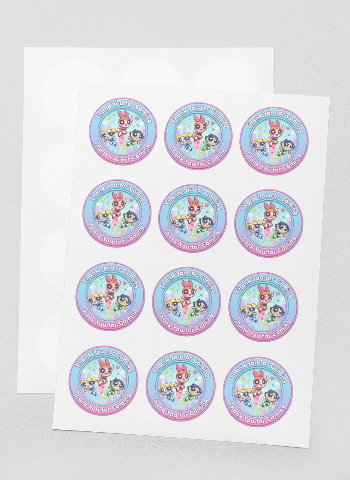 Powerpuff Girls Theme- Return Gift/birthday decor Thankyou Sticker (6 CM/Sticker/Mixcolour/24Pcs)