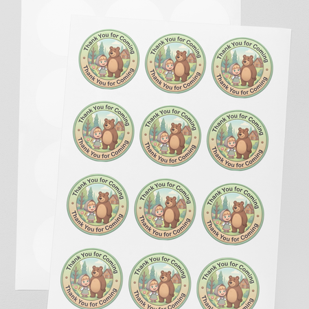 Masha And The Bear Theme- Return Gift/birthday decor Thankyou Sticker (6 CM/Sticker/Mixcolour/24Pcs)