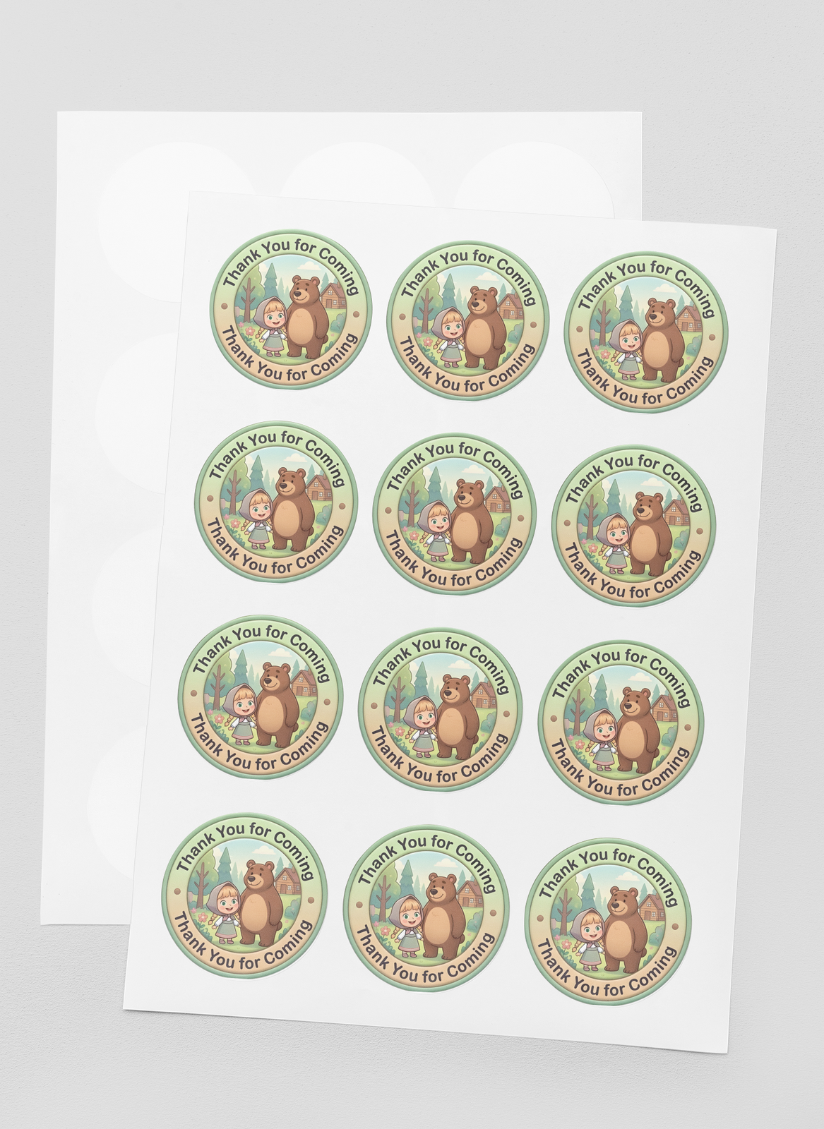 Masha And The Bear Theme- Return Gift/birthday decor Thankyou Sticker (6 CM/Sticker/Mixcolour/24Pcs)