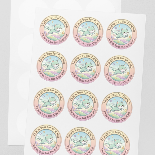 Load image into Gallery viewer, Cats Theme- Return Gift/birthday decor Thankyou Sticker (6 CM/Sticker/Mixcolour/24Pcs)
