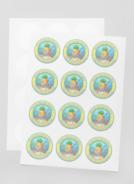 Pineapple House Theme- Return Gift/birthday decor Thankyou Sticker (6 CM/Sticker/Mixcolour/24Pcs)