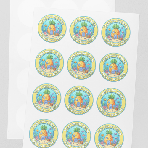 Load image into Gallery viewer, Pineapple House Theme- Return Gift/birthday decor Thankyou Sticker (6 CM/Sticker/Mixcolour/24Pcs)
