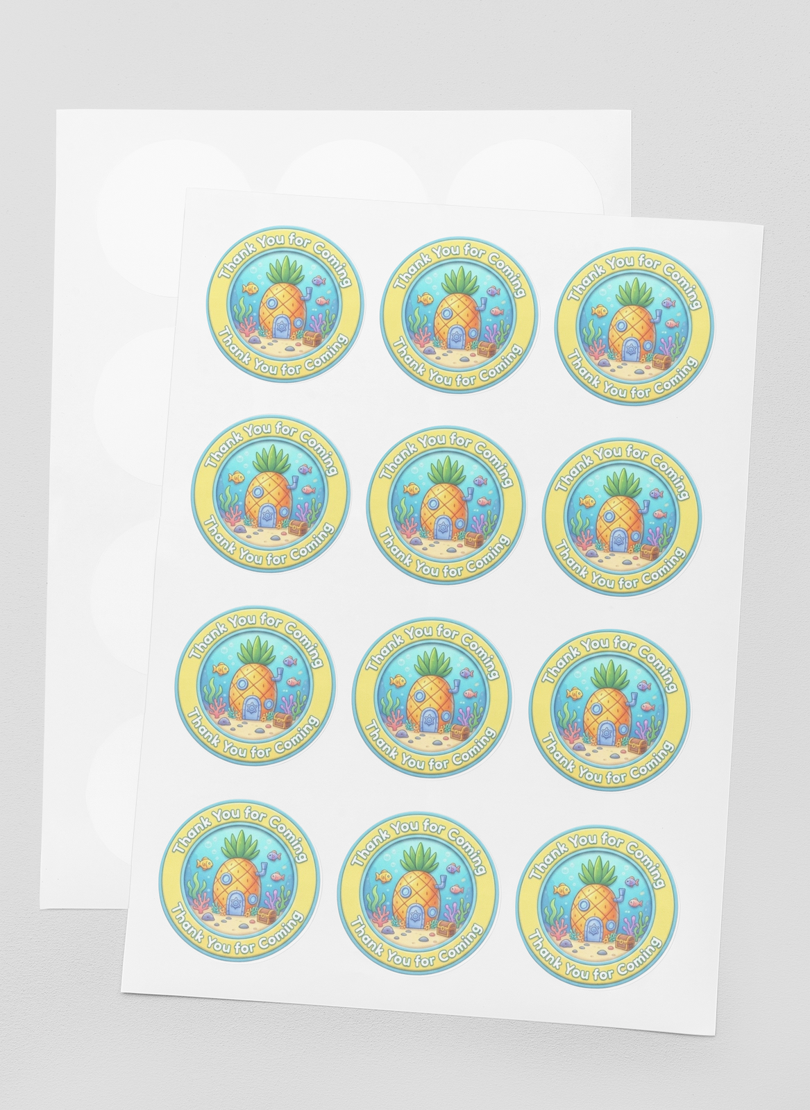 Pineapple House Theme- Return Gift/birthday decor Thankyou Sticker (6 CM/Sticker/Mixcolour/24Pcs)