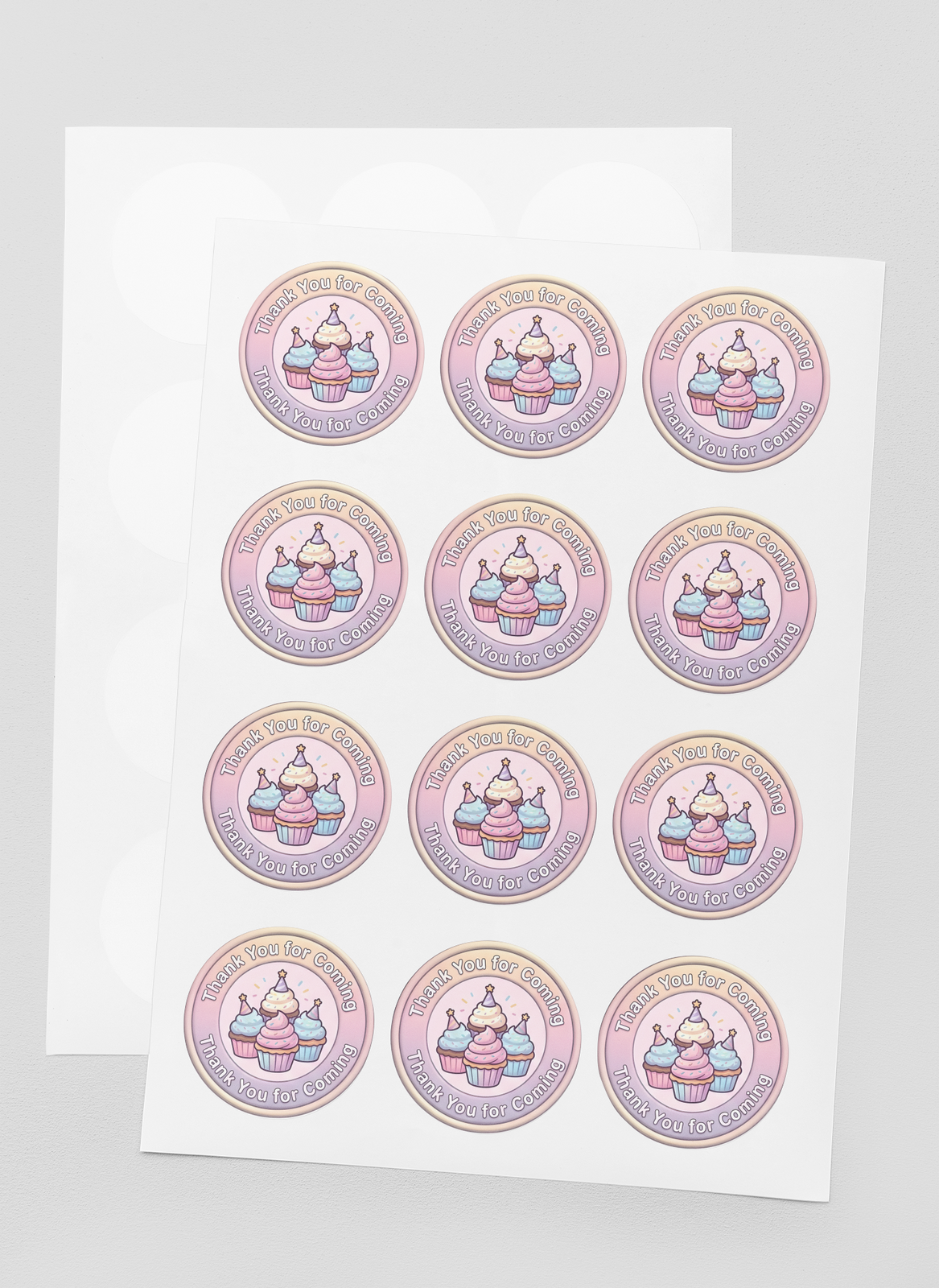 Cupcake Theme- Return Gift/birthday decor Thankyou Sticker (6 CM/Sticker/Mixcolour/24Pcs)