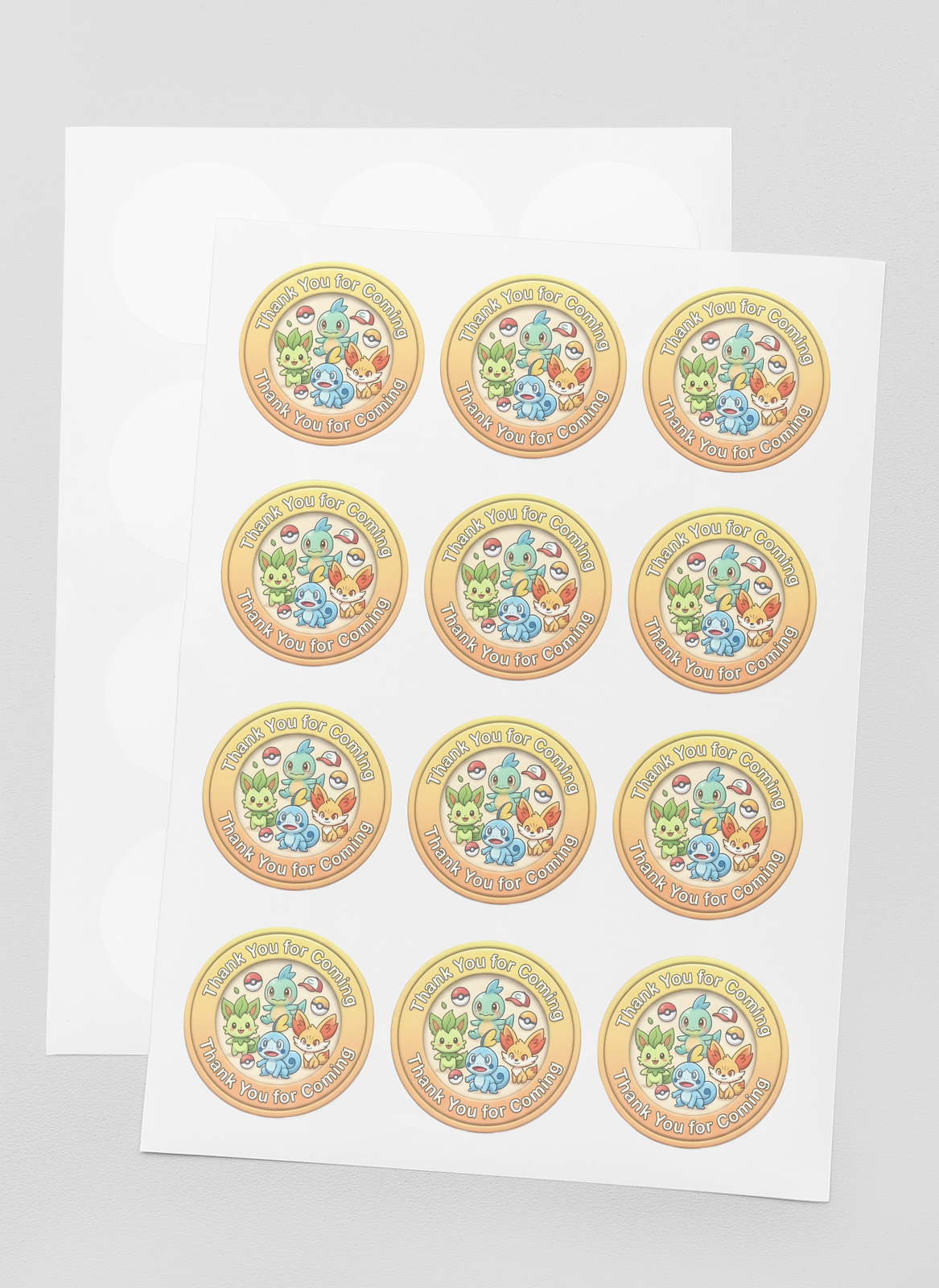 Pokemon Theme- Return Gift/birthday decor Thankyou Sticker (6 CM/Sticker/Mixcolour/24Pcs)
