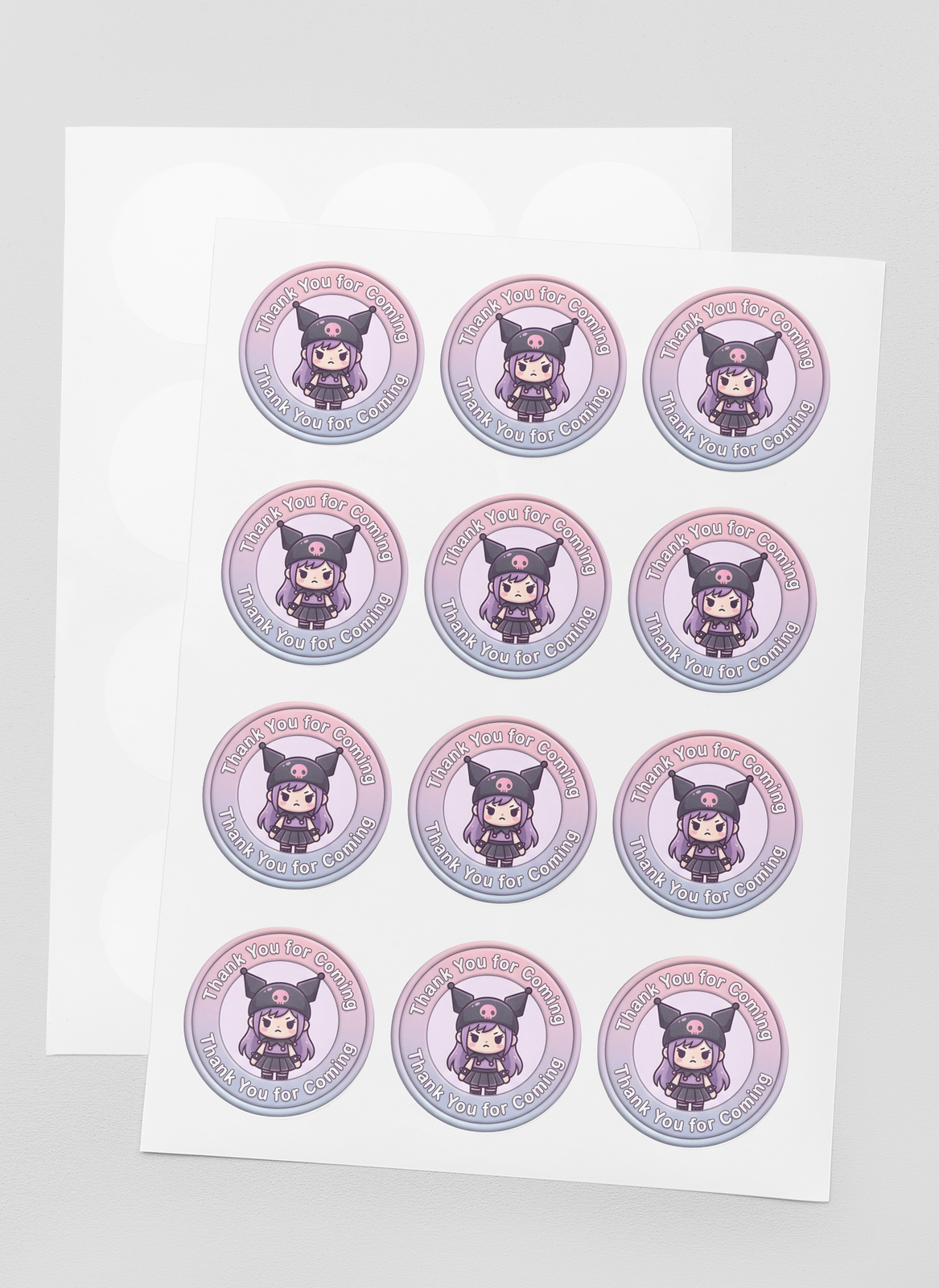 Kuromi Theme- Return Gift/birthday decor Thankyou Sticker (6 CM/Sticker/Mixcolour/24Pcs)
