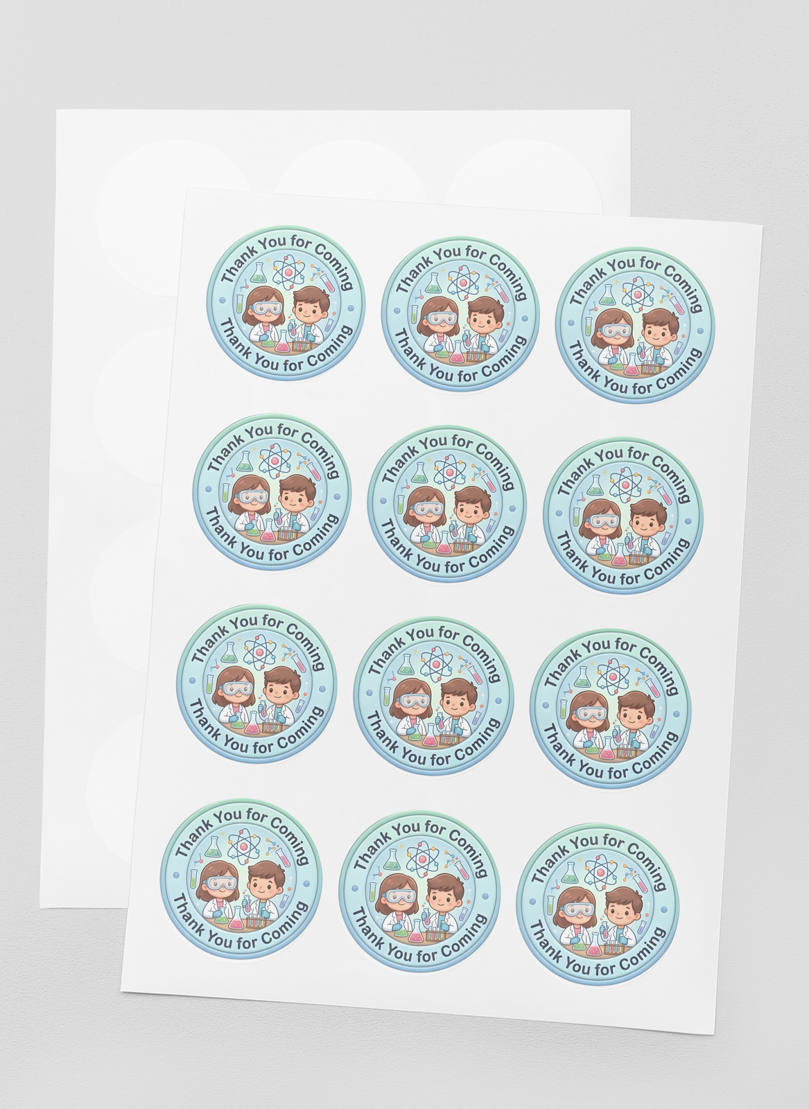Science Theme- Return Gift/birthday decor Thankyou Sticker (6 CM/Sticker/Mixcolour/24Pcs)